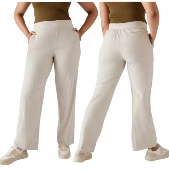 Athleta Women's Brooklyn Heights High -Rise Wide Trouser Beige Size 20. - Picture 1 of 10